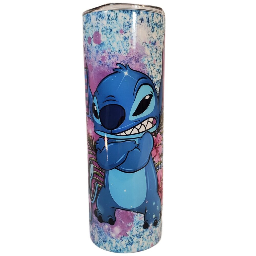Stitch “Touch Me And I Will Bite You” 20oz Stainless Steel Skinny Tumbler. New